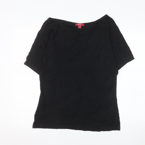 Monsoon Womens Black Size 16 Basic Modal Short Sleeve Blouse