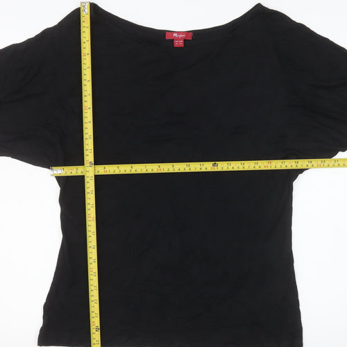 Monsoon Womens Black Size 16 Basic Modal Short Sleeve Blouse