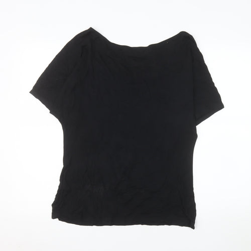 Monsoon Womens Black Size 16 Basic Modal Short Sleeve Blouse