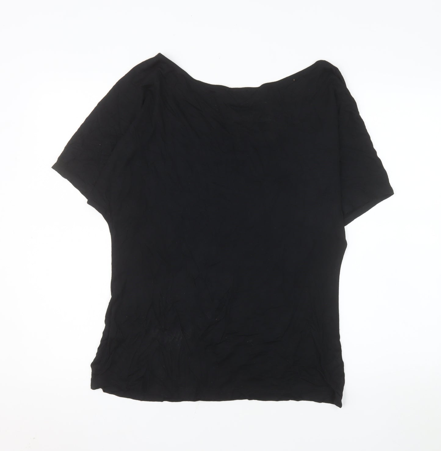 Monsoon Womens Black Size 16 Basic Modal Short Sleeve Blouse