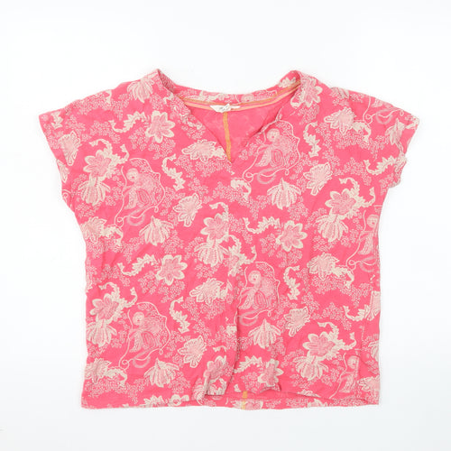 White Stuff Womens Pink Floral Cotton Short Sleeve Tunic Blouse UK 14