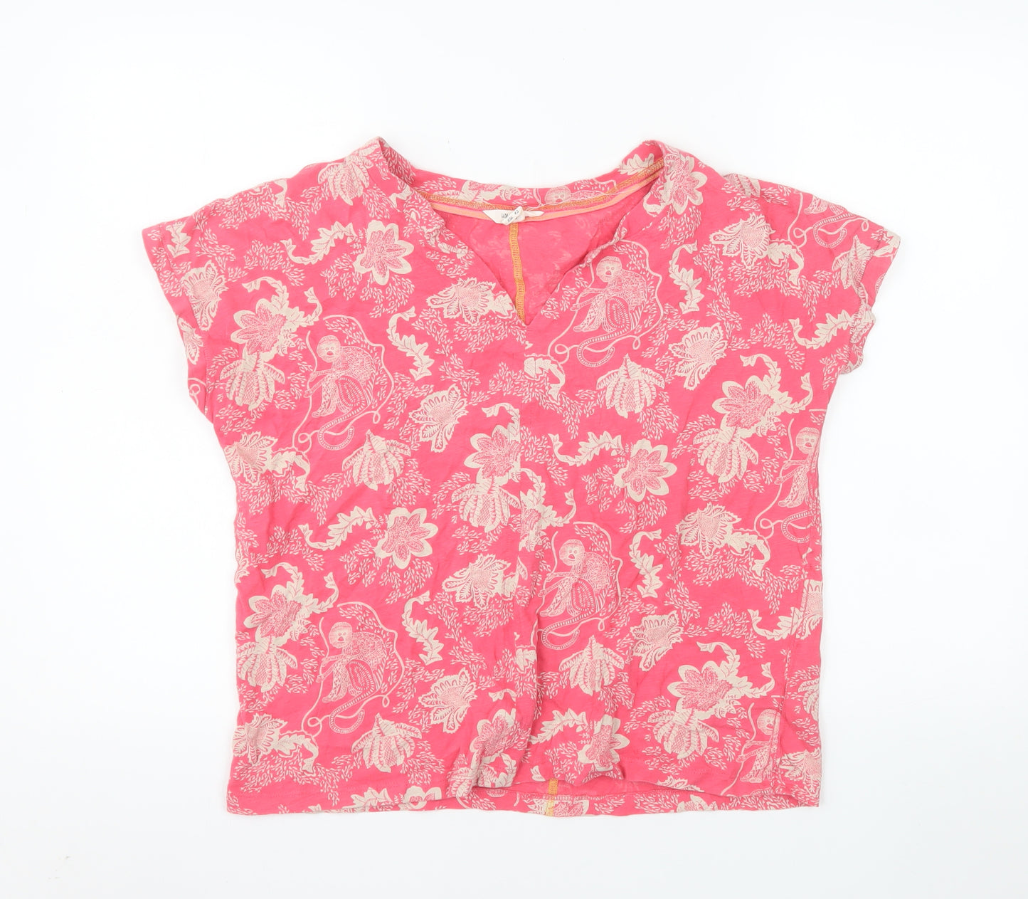 White Stuff Womens Pink Floral Cotton Short Sleeve Tunic Blouse UK 14