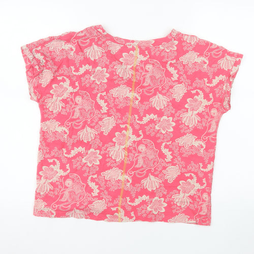 White Stuff Womens Pink Floral Cotton Short Sleeve Tunic Blouse UK 14