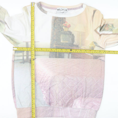 Wildfox Womens Beige Multicoloured Graphic Pullover Sweatshirt Size S