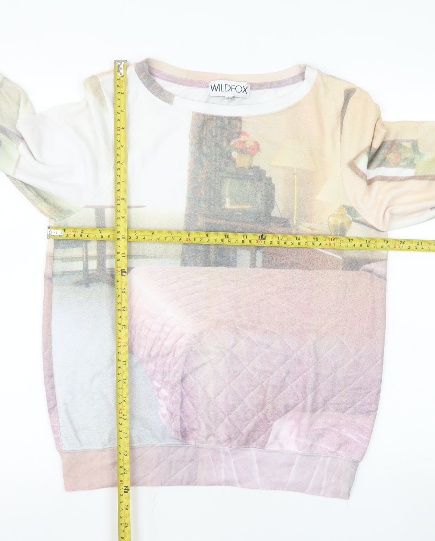 Wildfox Womens Beige Multicoloured Graphic Pullover Sweatshirt Size S
