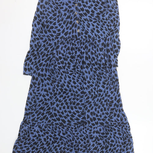 White Stuff Women's Blue Animal Print Midi A-Line Dress UK 8