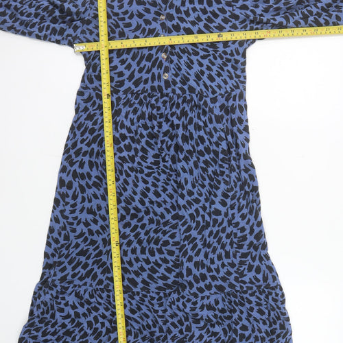 White Stuff Women's Blue Animal Print Midi A-Line Dress UK 8