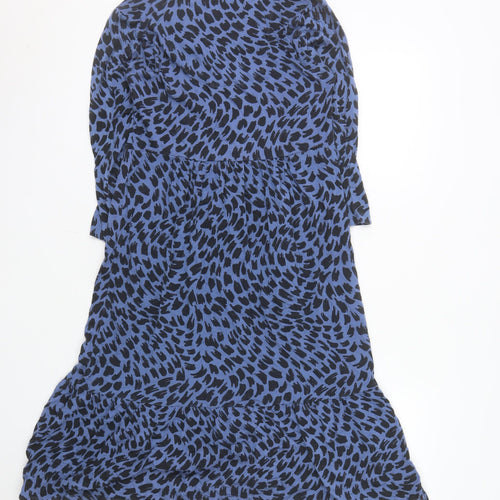 White Stuff Women's Blue Animal Print Midi A-Line Dress UK 8