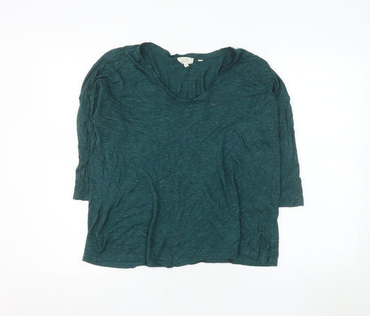 Fat Face Women's Green Sparkle 3/4 Sleeve Viscose T-Shirt UK 10