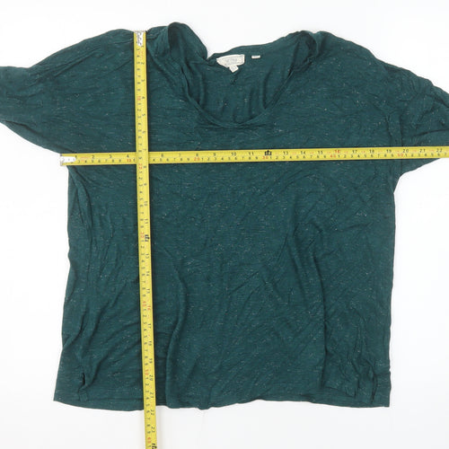 Fat Face Women's Green Sparkle 3/4 Sleeve Viscose T-Shirt UK 10