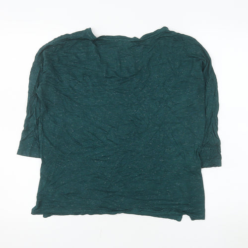 Fat Face Women's Green Sparkle 3/4 Sleeve Viscose T-Shirt UK 10
