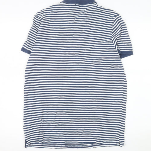 Mudo Collection Men's Blue Striped Cotton Polo Shirt Size L