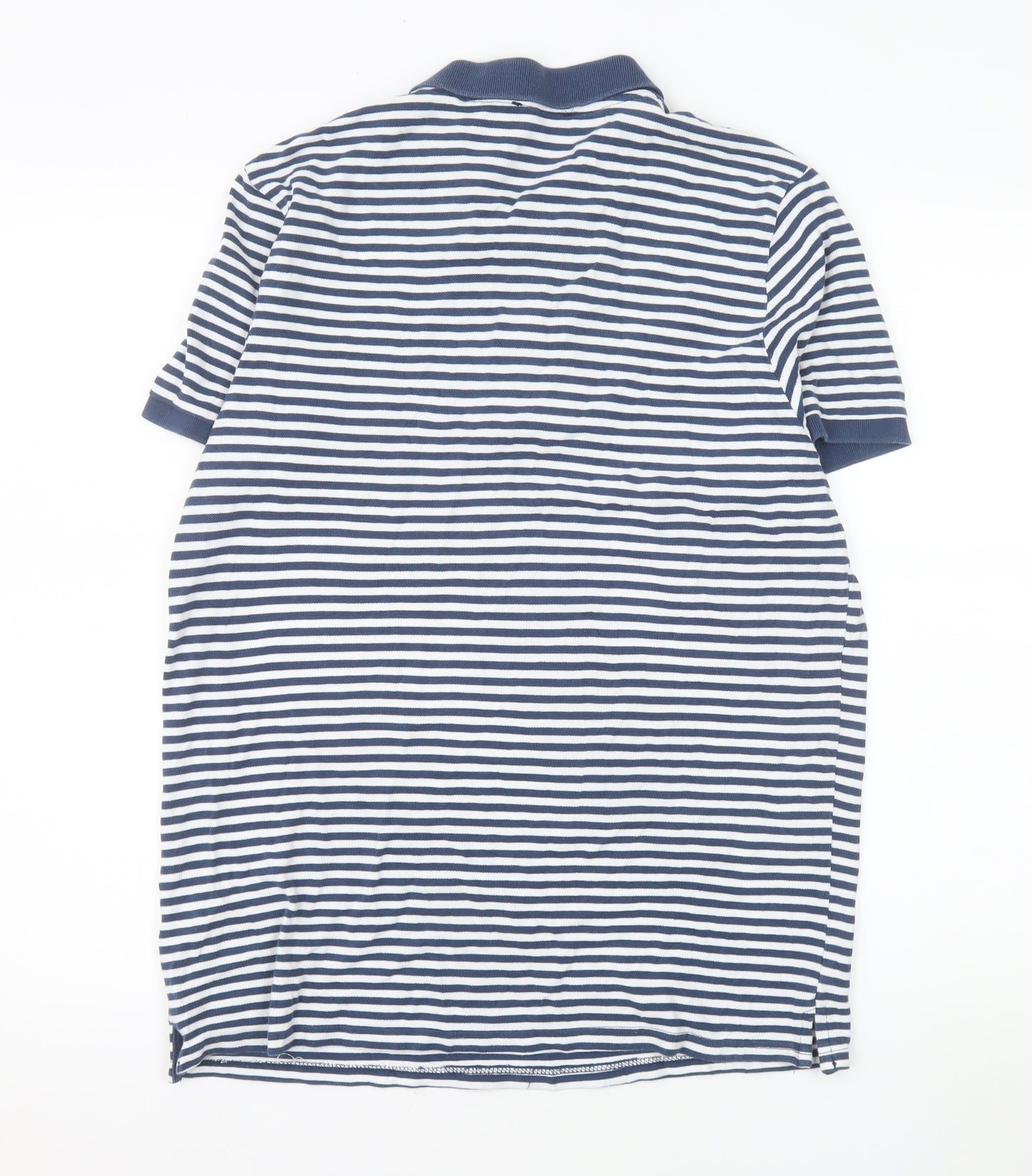 Mudo Collection Men's Blue Striped Cotton Polo Shirt Size L