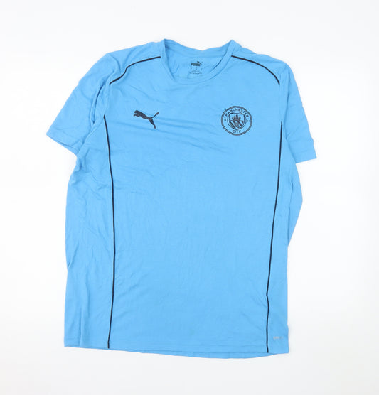 Puma Men's Blue Manchester City Short Sleeve T-Shirt Medium