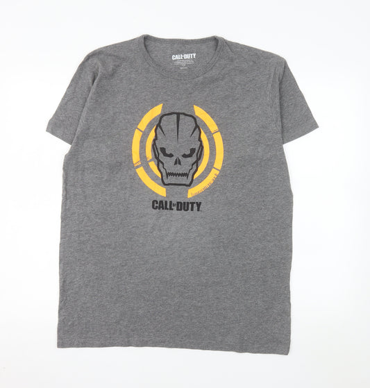Call of Duty Men's Grey Graphic Print Crew Neck T-Shirt L