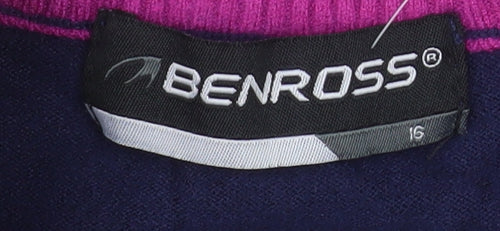 Benross Women's Navy 1/2 Zip Long Sleeve Pullover Sweatshirt Size 16