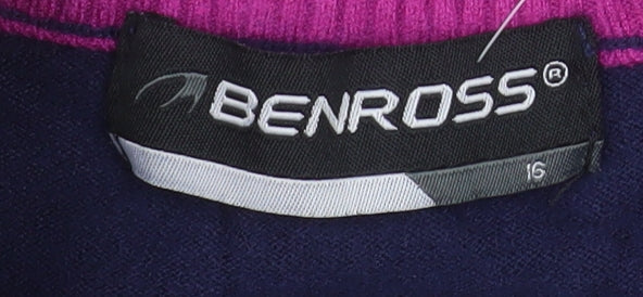 Benross Women's Navy 1/2 Zip Long Sleeve Pullover Sweatshirt Size 16