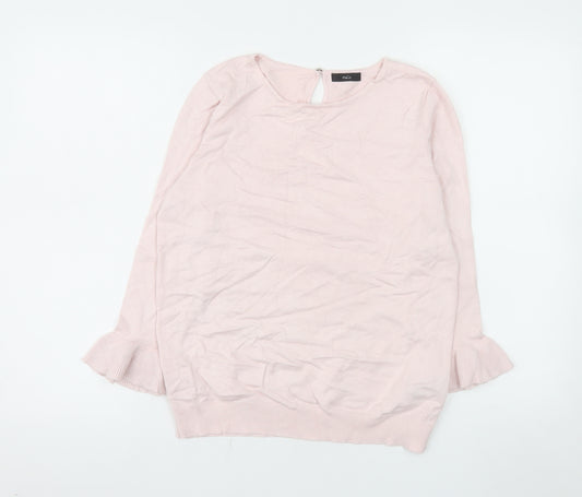 M&Co Women’s Pink Ruffle Cuff Tunic Top Size 12