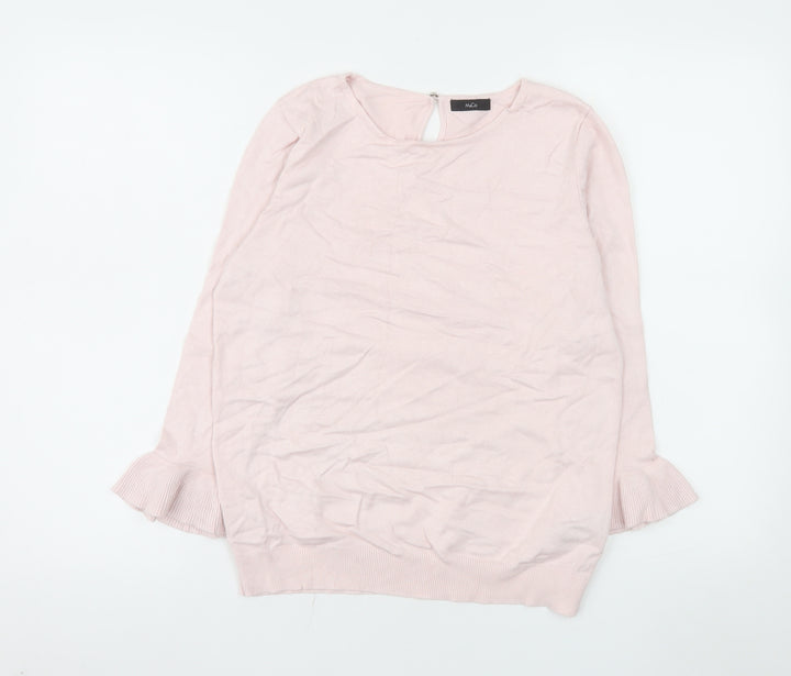 M&Co Women’s Pink Ruffle Cuff Tunic Top Size 12
