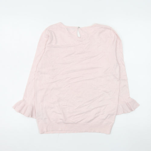 M&Co Women’s Pink Ruffle Cuff Tunic Top Size 12