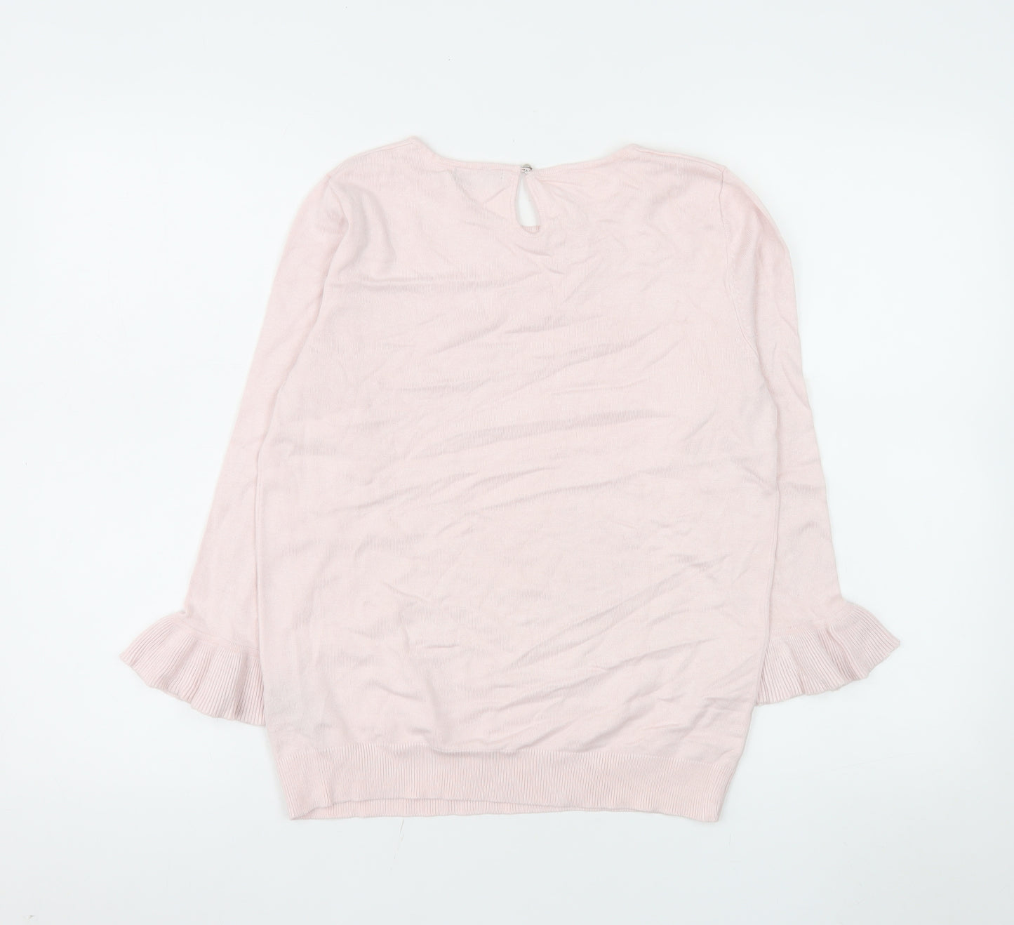 M&Co Women’s Pink Ruffle Cuff Tunic Top Size 12