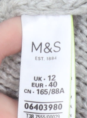 Marks and Spencer Women Grey Cable-Knit Jumper Size 12