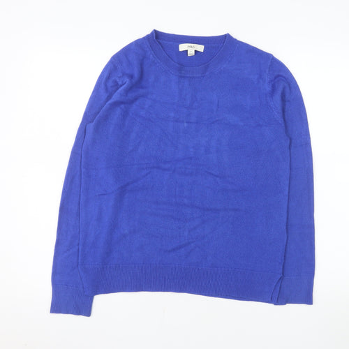 Marks and Spencer Womens Blue Size 12 Crew Neck Acrylic Jumper