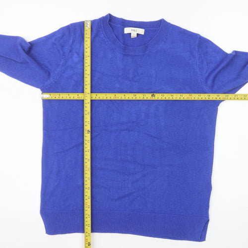Marks and Spencer Womens Blue Size 12 Crew Neck Acrylic Jumper