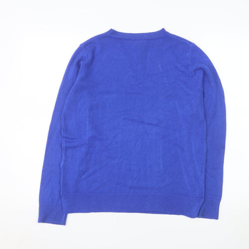 Marks and Spencer Womens Blue Size 12 Crew Neck Acrylic Jumper