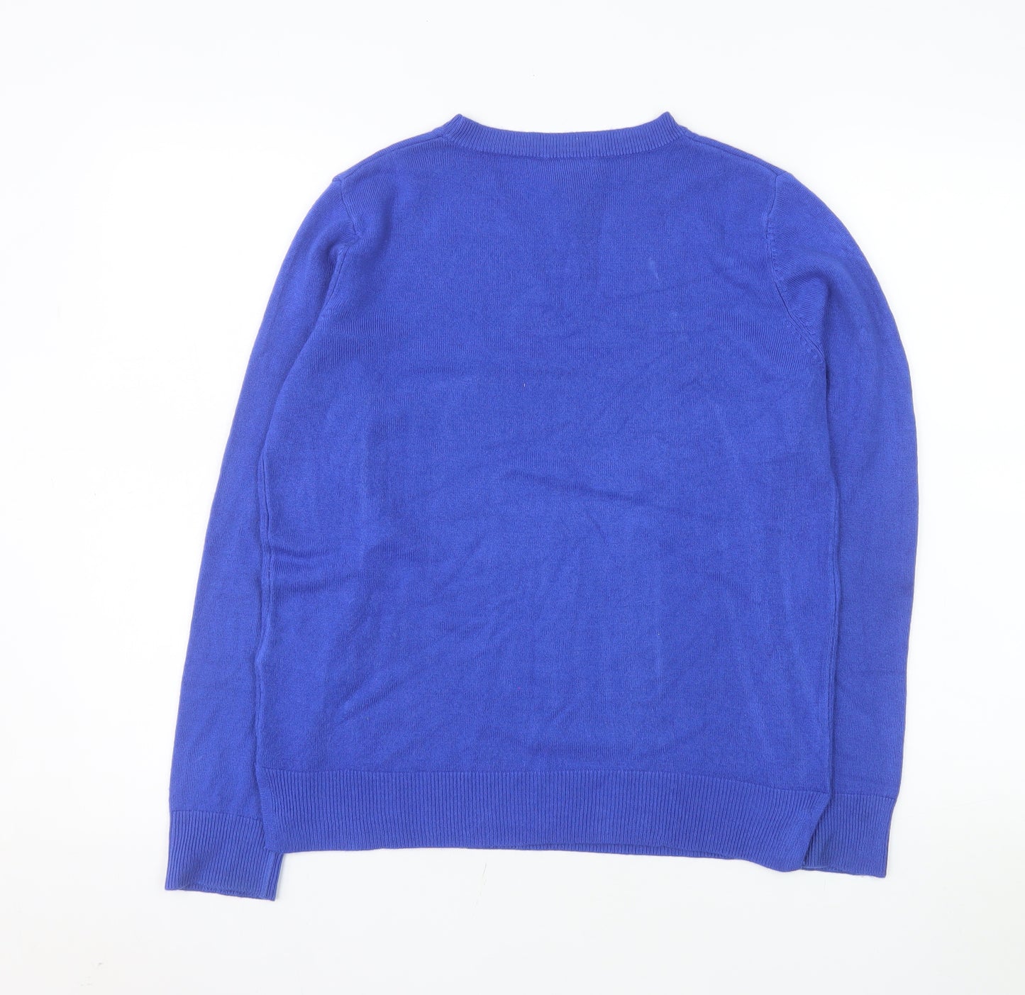Marks and Spencer Womens Blue Size 12 Crew Neck Acrylic Jumper