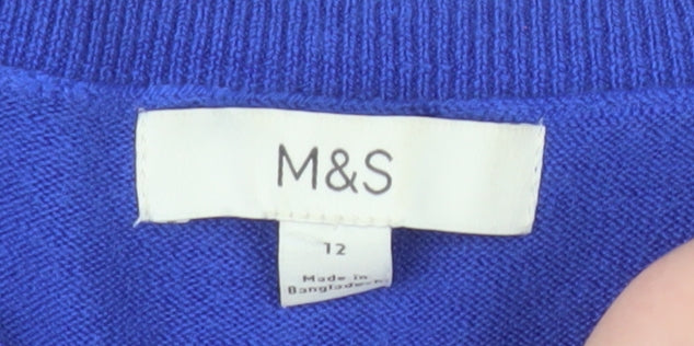 Marks and Spencer Womens Blue Size 12 Crew Neck Acrylic Jumper