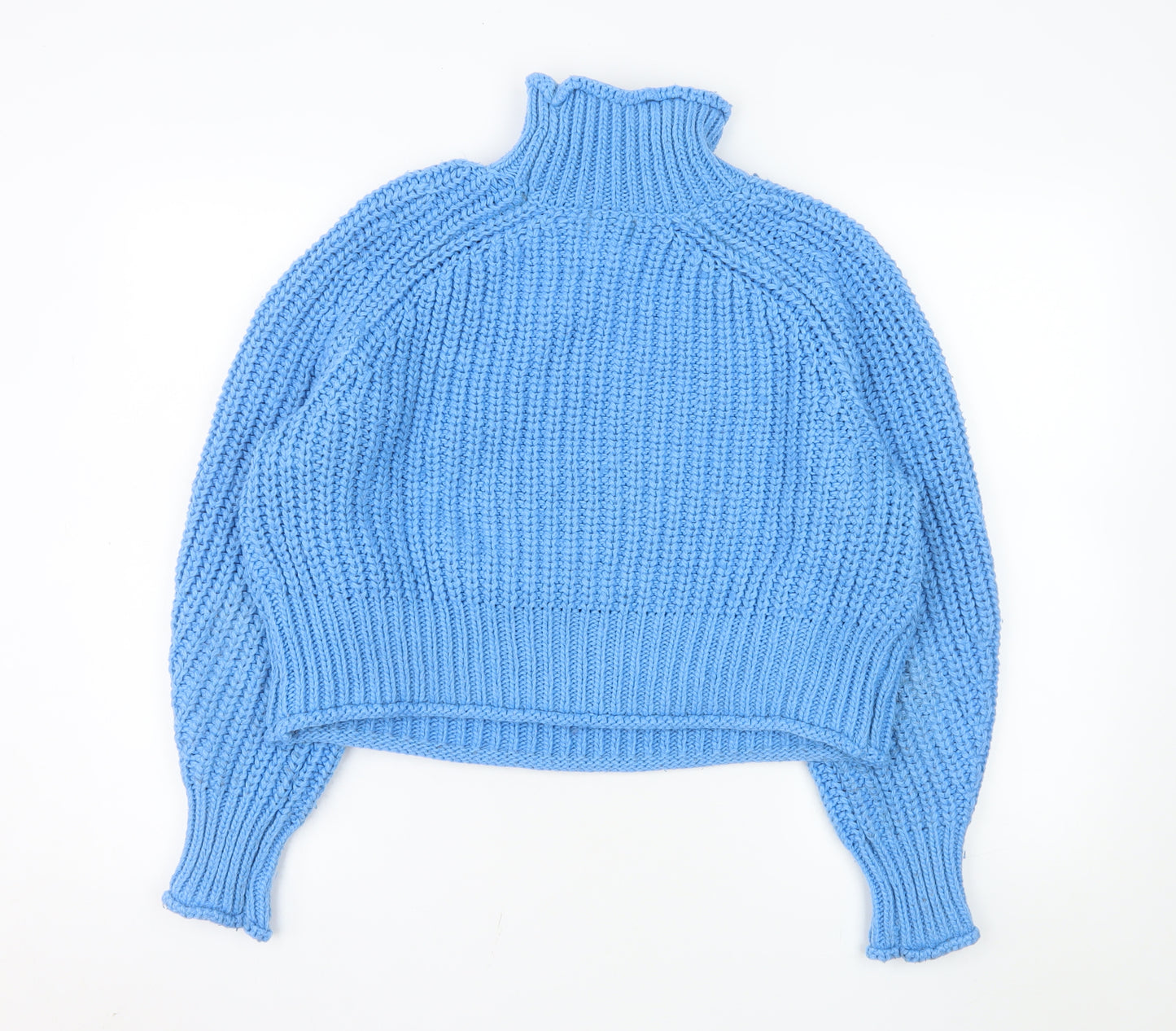 H&M Womens Blue Roll Neck Chunky-Knit Jumper Size 12