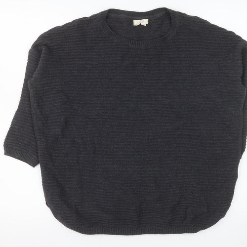 Fat Face Women's Black Cotton Knit Relaxed Pullover Jumper Size 14