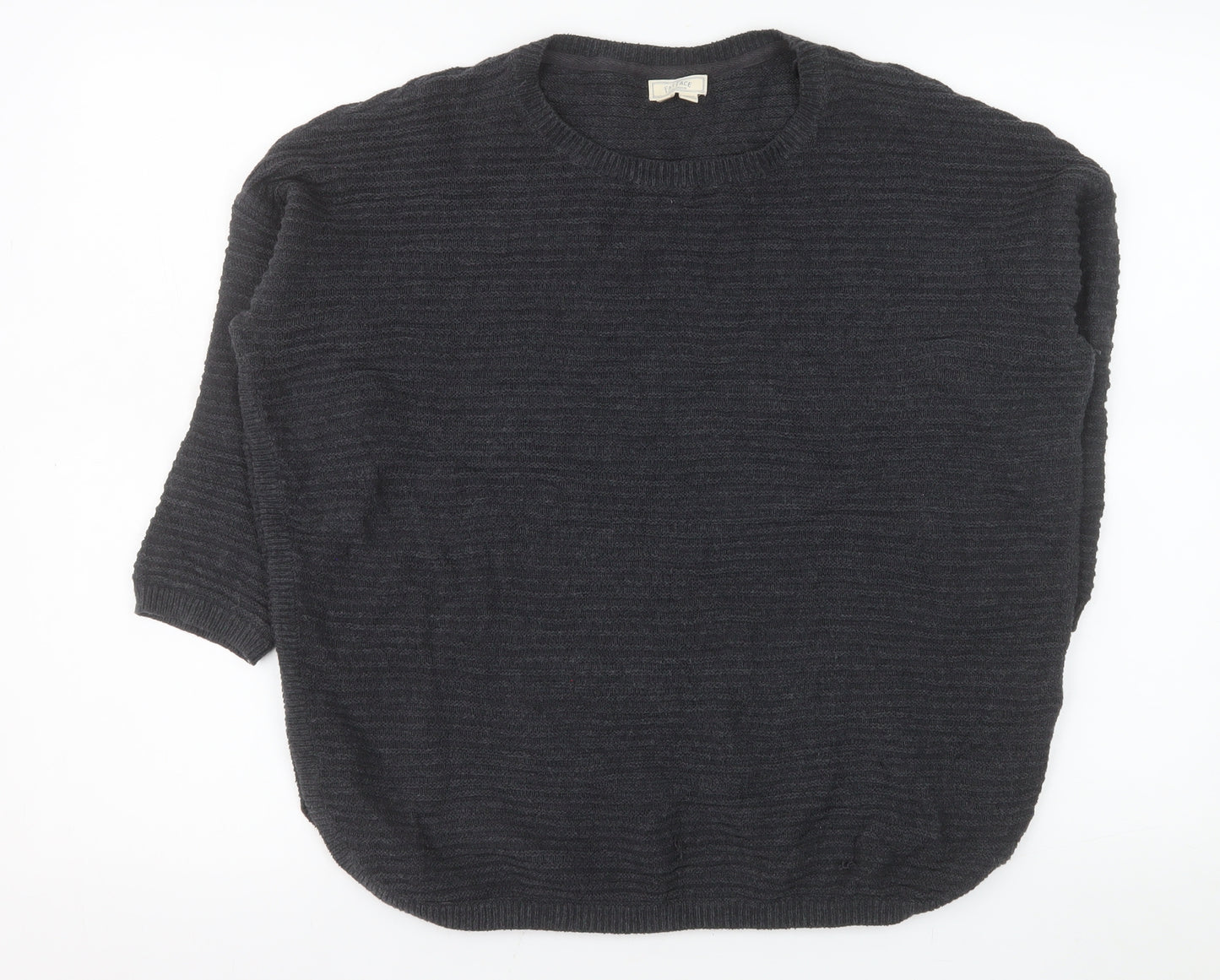 Fat Face Women's Black Cotton Knit Relaxed Pullover Jumper Size 14