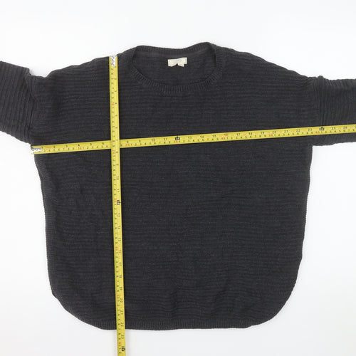 Fat Face Women's Black Cotton Knit Relaxed Pullover Jumper Size 14