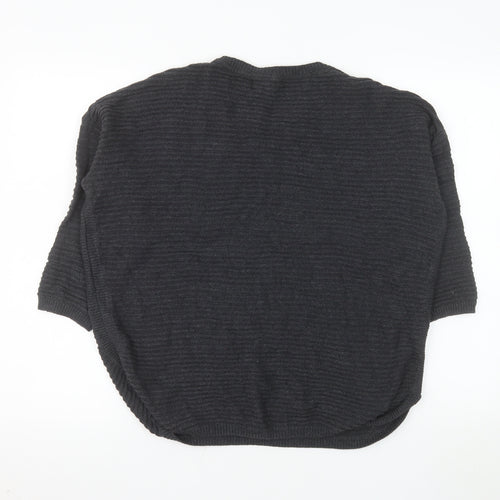 Fat Face Women's Black Cotton Knit Relaxed Pullover Jumper Size 14