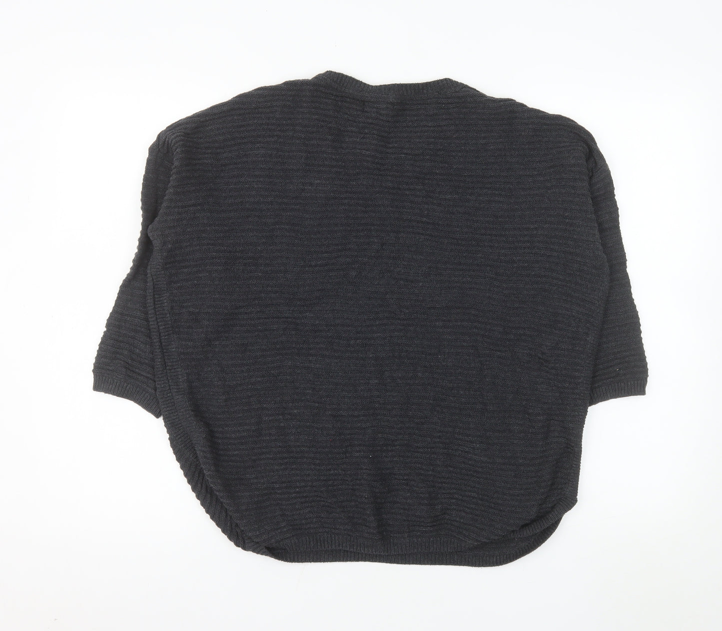 Fat Face Women's Black Cotton Knit Relaxed Pullover Jumper Size 14