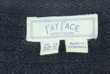 Fat Face Women's Black Cotton Knit Relaxed Pullover Jumper Size 14