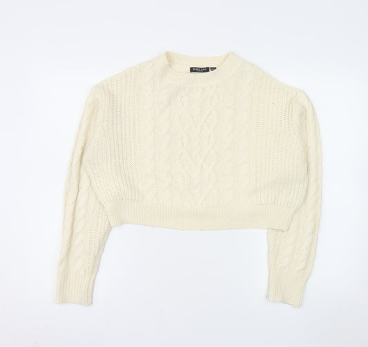 Brave Soul Women's Ivory Cable Knit Crew Neck Jumper Size 10