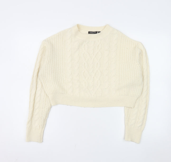 Brave Soul Women's Ivory Cable Knit Crew Neck Jumper Size 10