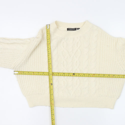 Brave Soul Women's Ivory Cable Knit Crew Neck Jumper Size 10