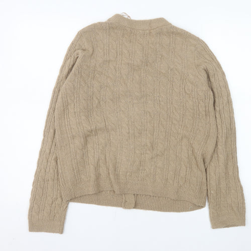 Tu Women’s Beige Cable-Knit Button Cardigan Size 10