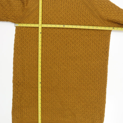 HEMA Women Brown Knit Jumper Dress M High Neck Long Sleeve