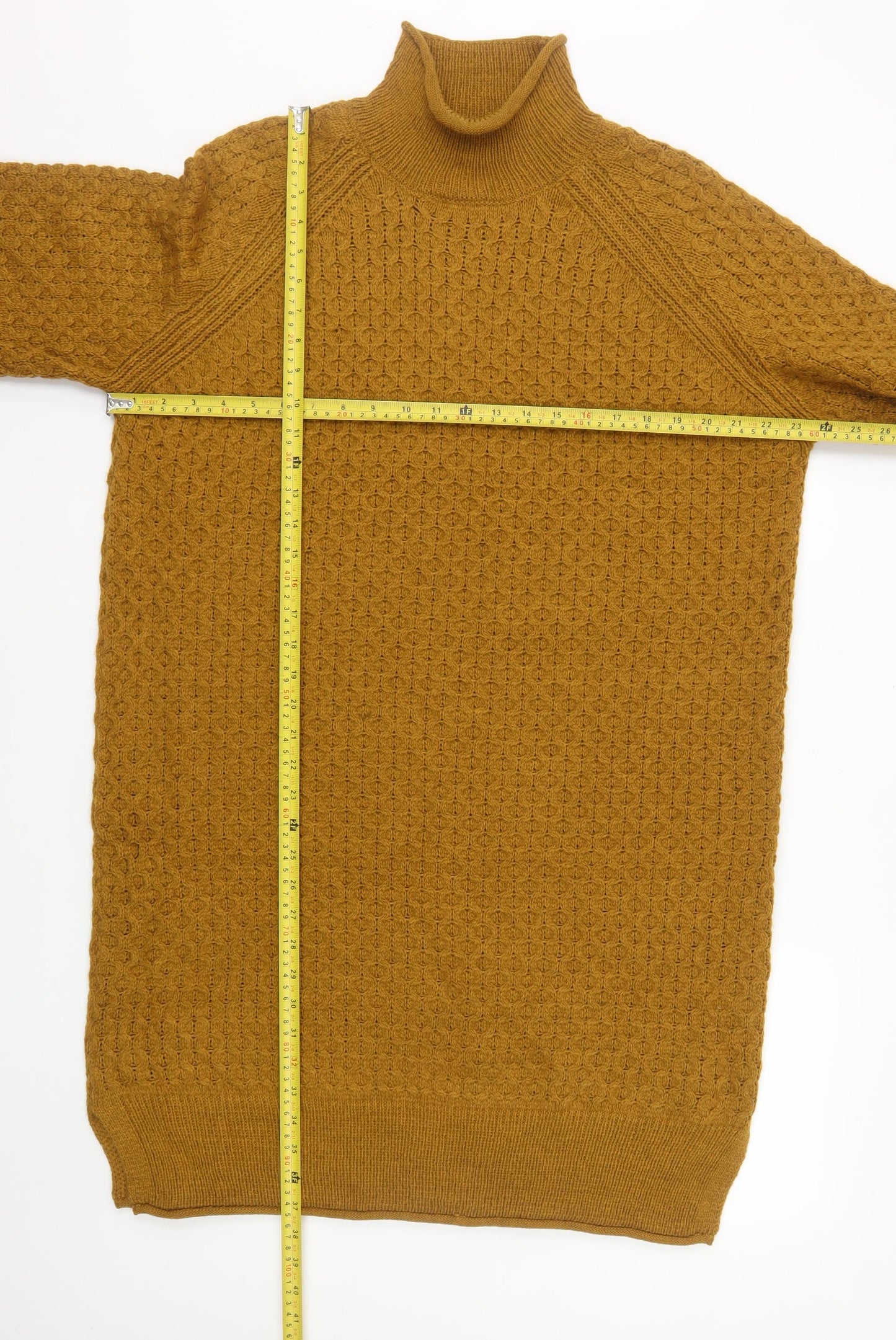 HEMA Women Brown Knit Jumper Dress M High Neck Long Sleeve