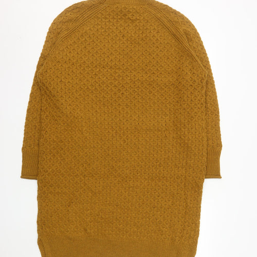HEMA Women Brown Knit Jumper Dress M High Neck Long Sleeve