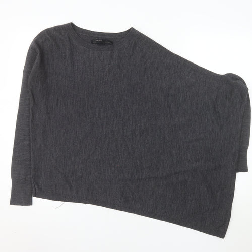 AllSaints Women’s Grey Merino Wool Asymmetrical Jumper Size S