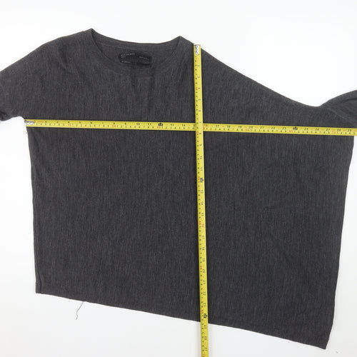 AllSaints Women’s Grey Merino Wool Asymmetrical Jumper Size S