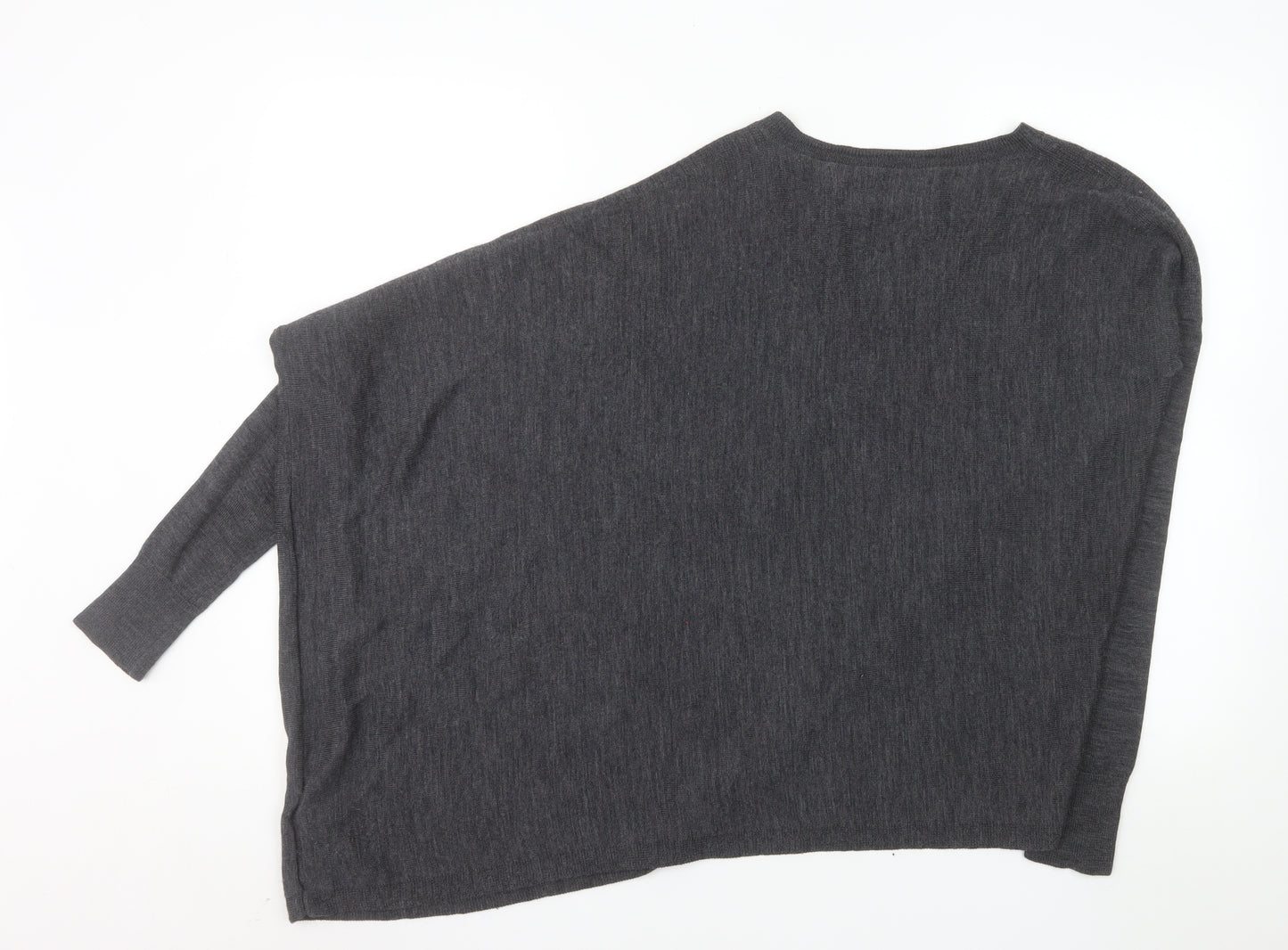 AllSaints Women’s Grey Merino Wool Asymmetrical Jumper Size S