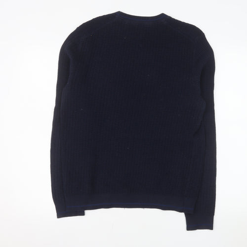 Ted Baker Men's Blue Cotton Waffle Knit Crew Neck Jumper Size L