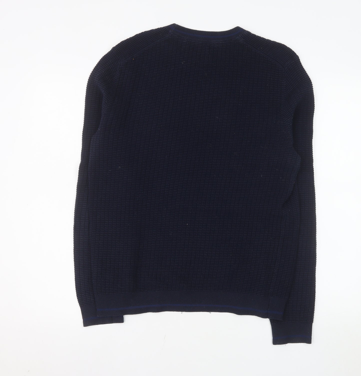 Ted Baker Men's Blue Cotton Waffle Knit Crew Neck Jumper Size L